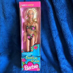 Barbie Tropical Splash Doll Pink&Black Floral Bikini.vtg1994 fragrance n box